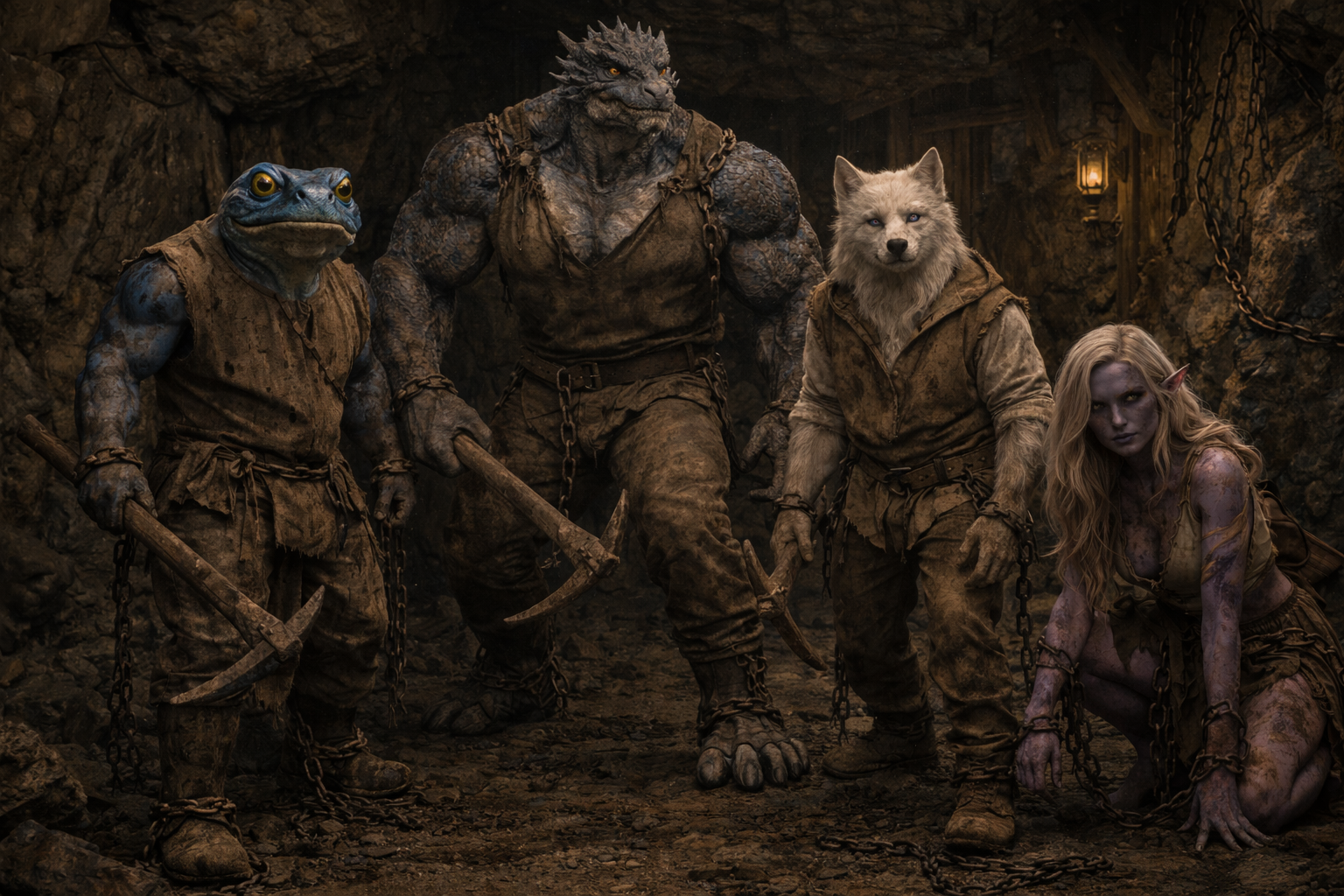 The four awaken in a mine