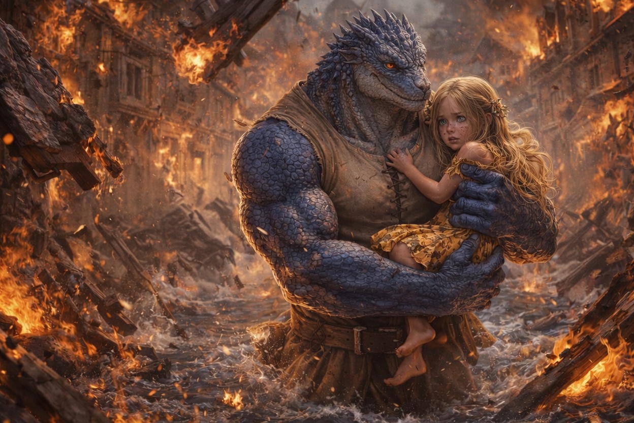 Karthos saves little Emeline